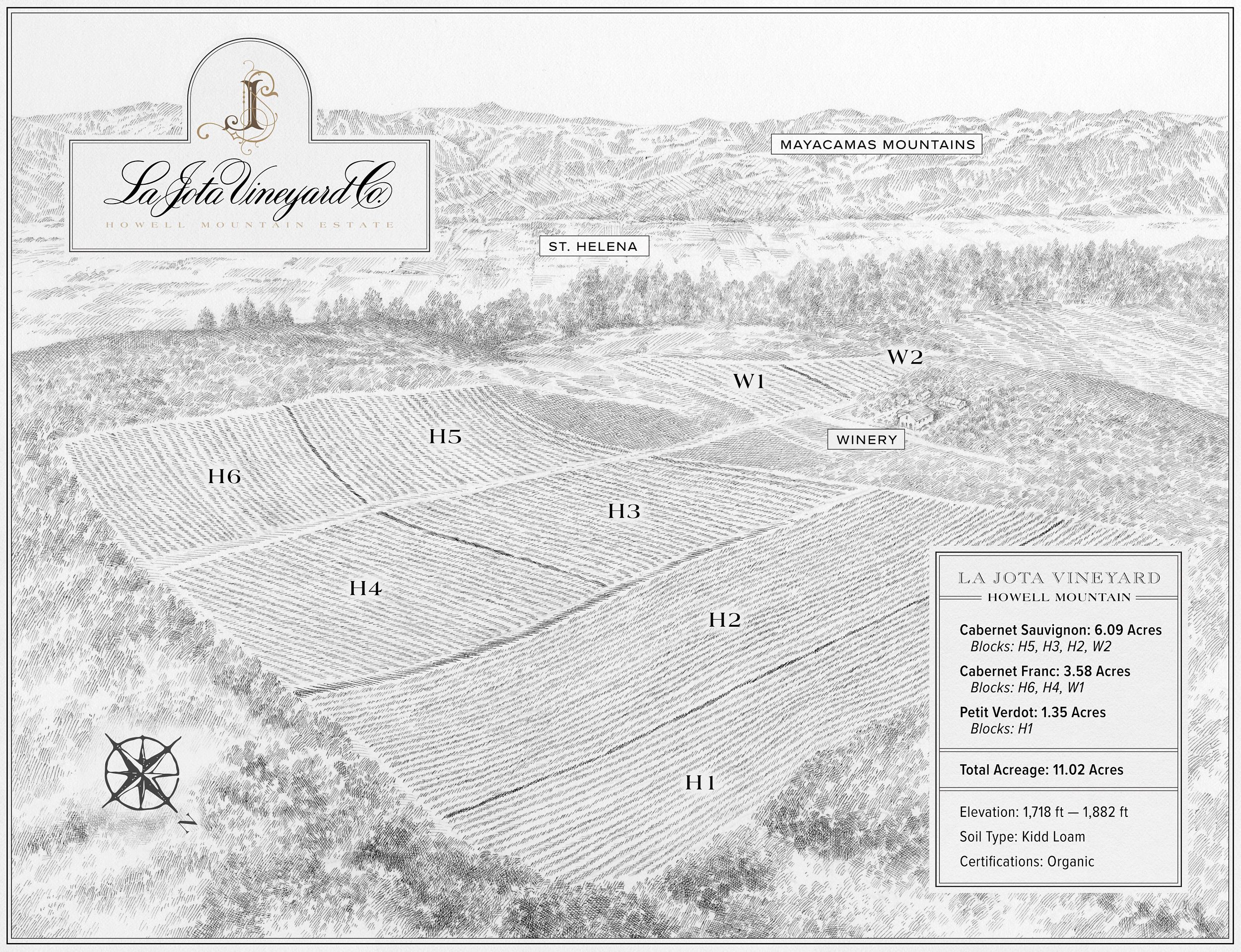 La Jota Howell Mountain Illustrated Vineyard Map