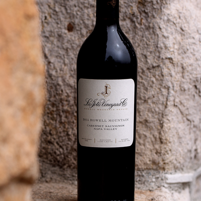 La Jota Cabernet Sauvignon Bottle Shot on a stone wall